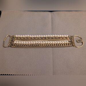 Charming Charlie Gold and Pearl Bracelet